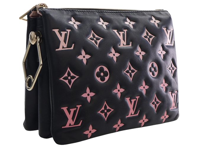 Louis Vuitton Black Bicolor Monogram Embossed Lambskin Coussin BB Nero - vista 2