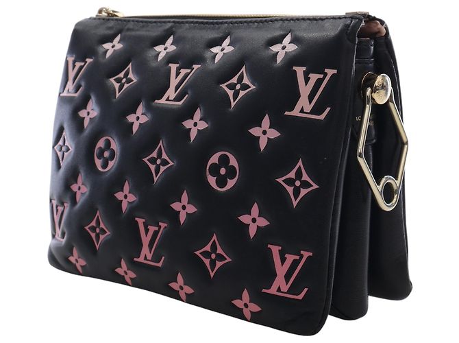 Louis Vuitton Black Bicolor Monogram Embossed Lambskin Coussin BB Nero - vista 3