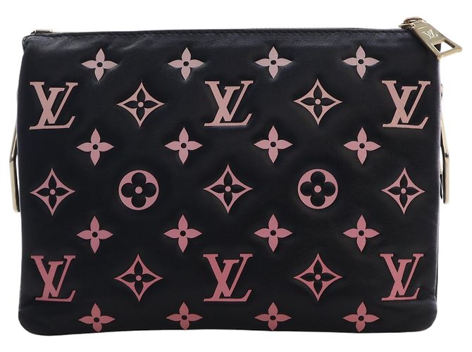 Louis Vuitton Black Bicolor Monogram Embossed Lambskin Coussin BB Nero - vista 4