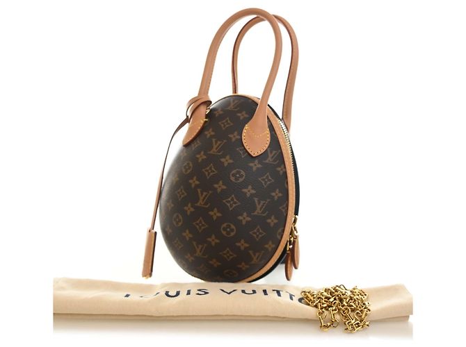 Borsa Egg Louis Vuitton in Monogram marrone e pelle di vitello - vista 13