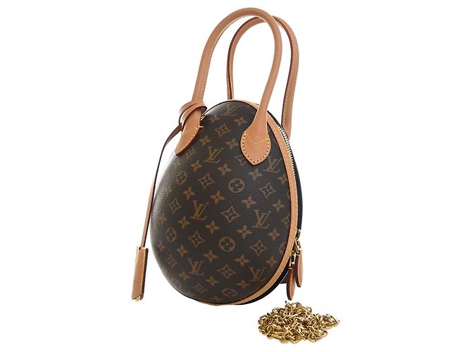Borsa Egg Louis Vuitton in Monogram marrone e pelle di vitello - vista 3