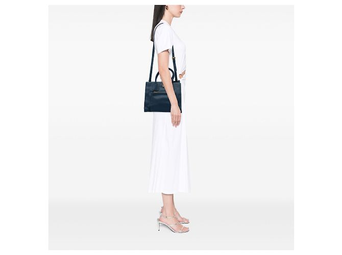 Tote aperta convertibile Prada in Vitello Daino blu con tasca frontale Blu scuro - vista 6
