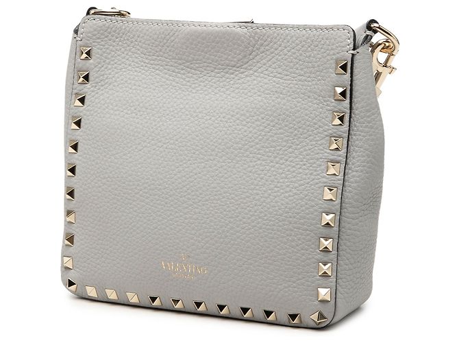 Bolsa de ombro Valentino Gray Mini em couro de bezerro granulado Rockstud com fecho flip lock - vista 2