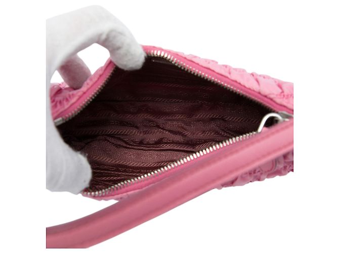 Borsa a tracolla Prada Re Edition in Tessuto Gaufre Rosa - vista 4