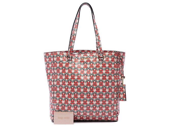 Tote Miu Miu in pelle rossa Madras Floral Rosso - vista 7