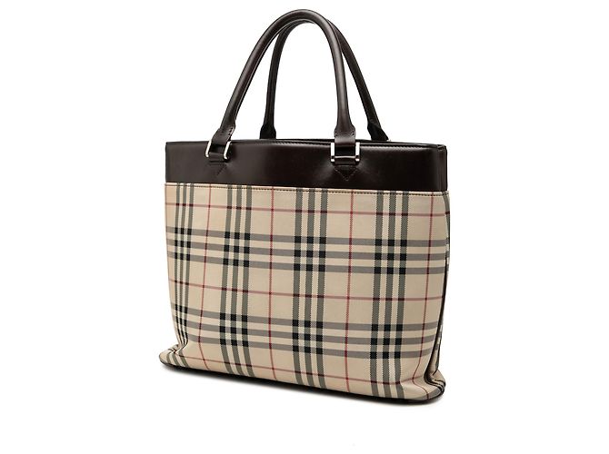 Borsa Tote Burberry Beige House Check Canvas - vista 2