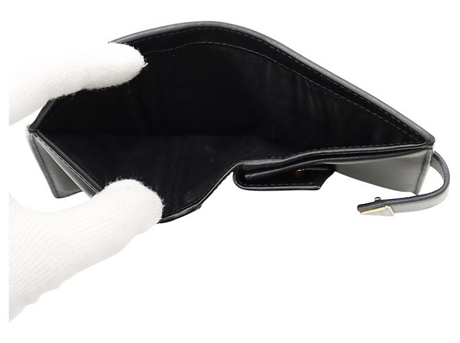 Portafoglio bi-fold Prada in Saffiano nero - vista 5