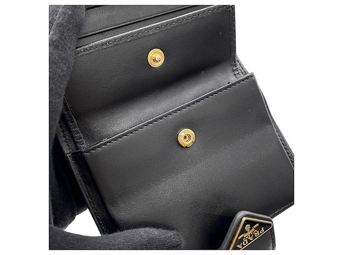 Portafoglio bi-fold Prada in Saffiano nero - vista 9