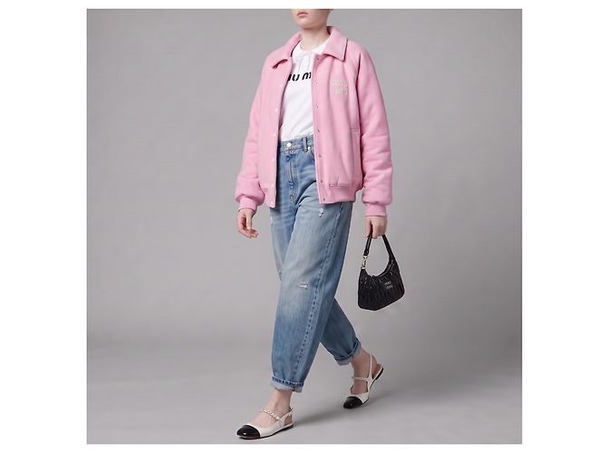 Miu Miu Chaqueta Baseball Rosa Algodón - vista 5