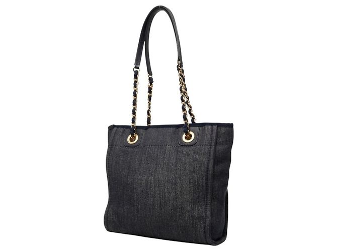 Chanel Coco Mark Deauville PM Chain Tote Bag Marineblau - Ansicht 2