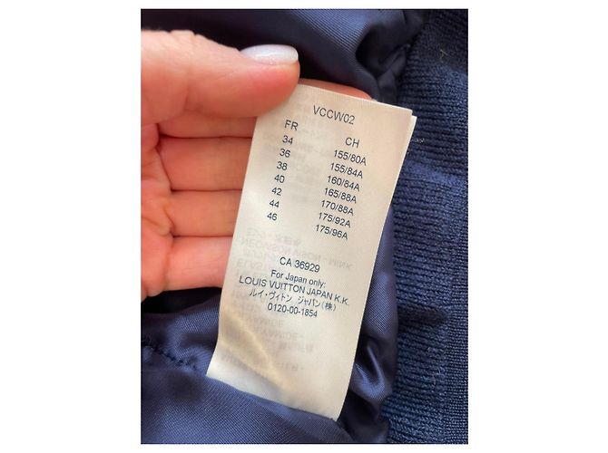 Louis Vuitton Navy Leather Bomber Jacket with Fur Collar Blue - view 6