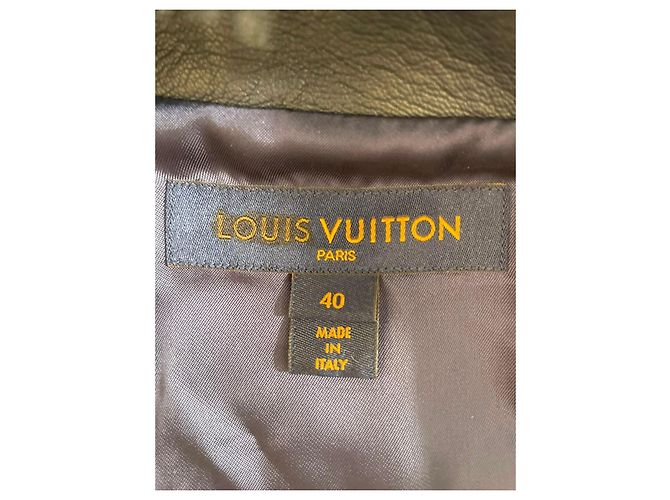 Louis Vuitton Navy Leather Bomber Jacket with Fur Collar Blue - view 9