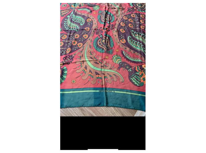 Carré di seta J. Abadie per Hermès Marrone Rosso Verde Arancione Porpora - vista 4