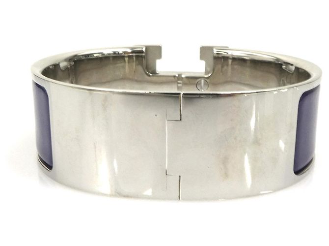 Hermès Armreif aus Emaille in Lila und Silber - Ansicht 3