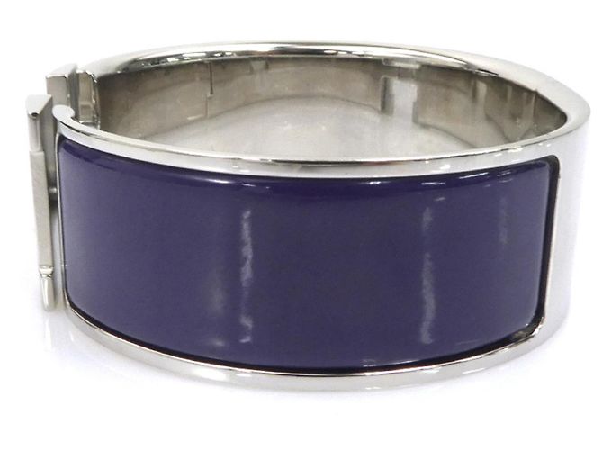 Hermès Armreif aus Emaille in Lila und Silber - Ansicht 4