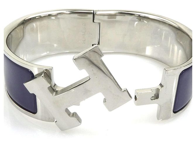 Hermès Armreif aus Emaille in Lila und Silber - Ansicht 6