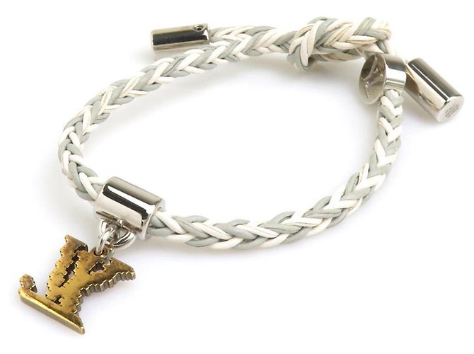 Bracciale Friendship Charm Louis Vuitton Marrone Argento D'oro Bianco sporco - vista 4