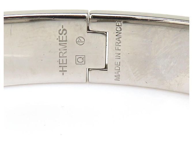 Hermès Bracciale Hermes Click H Metallo Smalto Bianco Argento Donna - vista 10