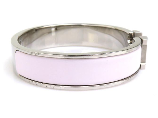 Hermès Bracciale Hermes Click H Metallo Smalto Bianco Argento Donna - vista 3
