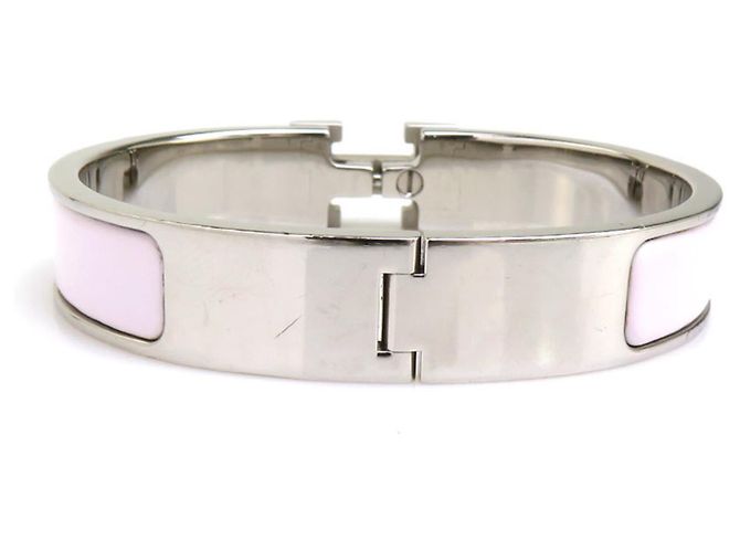 Hermès Bracciale Hermes Click H Metallo Smalto Bianco Argento Donna - vista 4