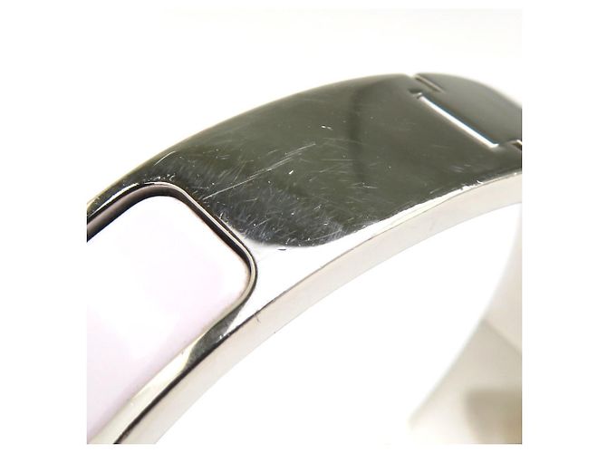 Hermès Bracciale Hermes Click H Metallo Smalto Bianco Argento Donna - vista 8