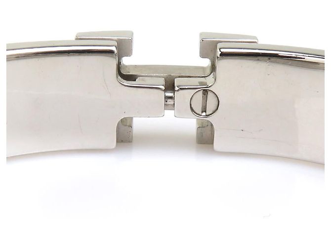 Hermès Bracciale Hermes Click H Metallo Smalto Bianco Argento Donna - vista 9