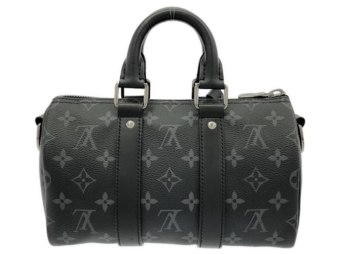 Louis Vuitton Monogram Eclipse Reverse Keepall Bandoulière 25cm Boston Bag Nero - vista 2
