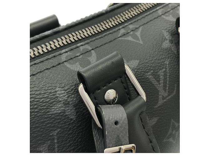 Louis Vuitton Monogram Eclipse Reverse Keepall Bandoulière 25cm Boston Bag Nero - vista 5