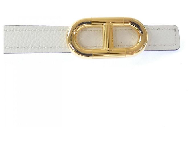 Hermès Hermes Maillon H 13mm Wendelgürtel Braun Weiß - Ansicht 2