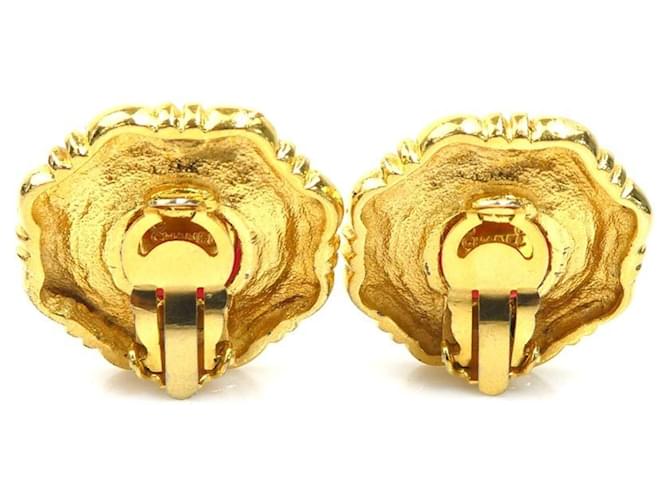 Orecchini a clip Chanel rosso scuro e oro D'oro Bordò - vista 5