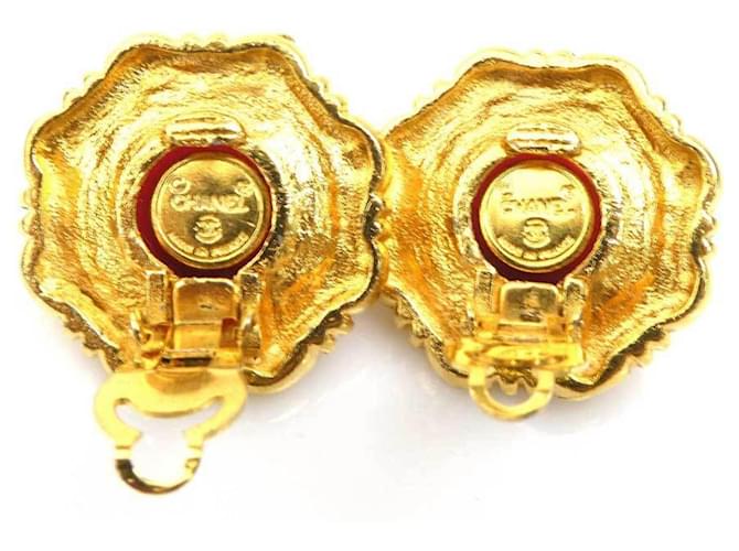 Orecchini a clip Chanel rosso scuro e oro D'oro Bordò - vista 6