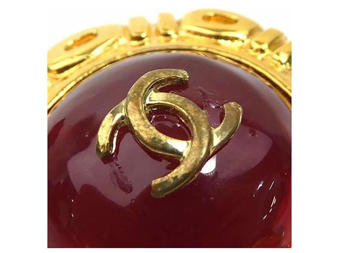 Orecchini a clip Chanel rosso scuro e oro D'oro Bordò - vista 7