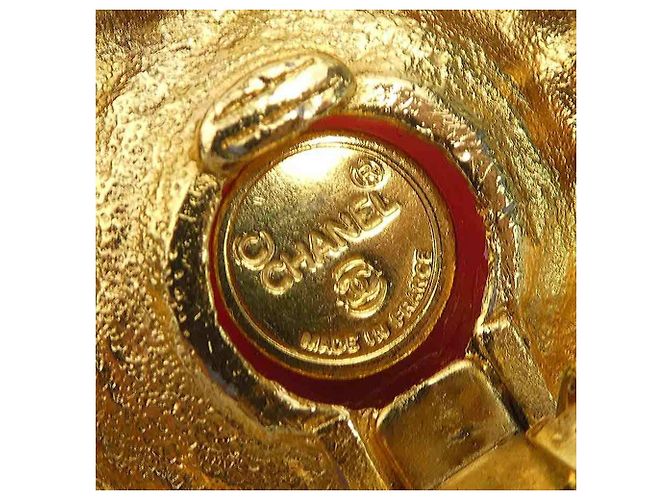 Orecchini a clip Chanel rosso scuro e oro D'oro Bordò - vista 8