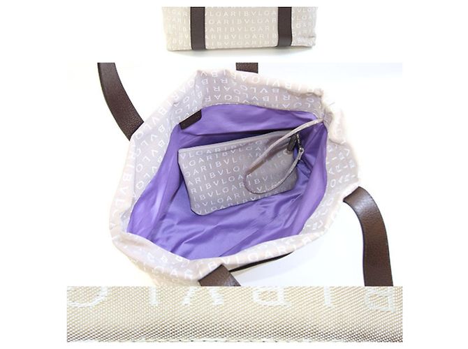 Bulgari Borsa Tote Bvlgari Mania 22282 Beige Marrone scuro - vista 2