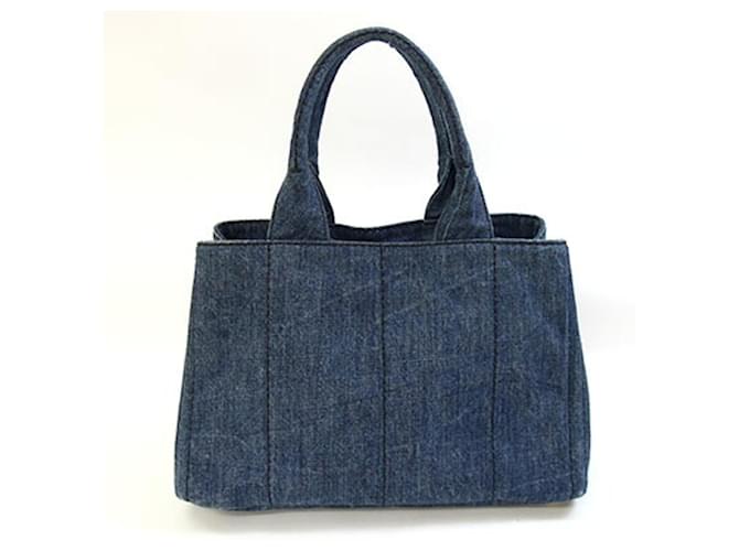 Tote Borsa a mano Prada Canapa B1877B Blu - vista 2