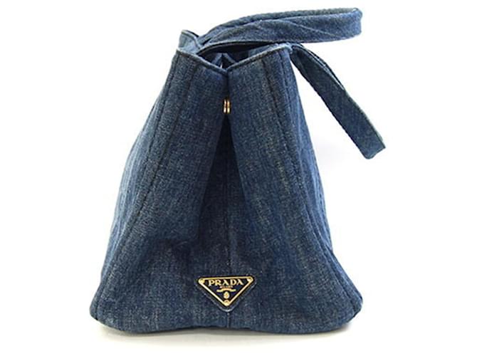 Tote Borsa a mano Prada Canapa B1877B Blu - vista 4