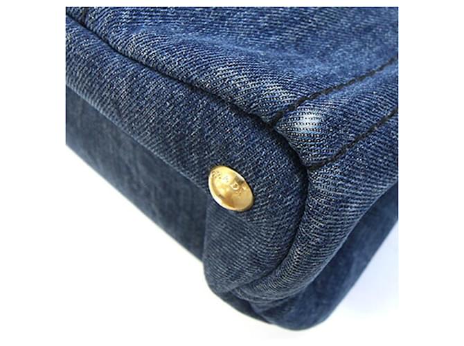 Tote Borsa a mano Prada Canapa B1877B Blu - vista 6