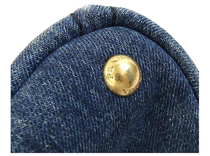 Tote Borsa a mano Prada Canapa B1877B Blu - vista 8