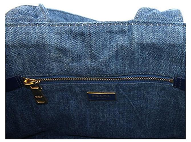 Tote Borsa a mano Prada Canapa B1877B Blu - vista 9