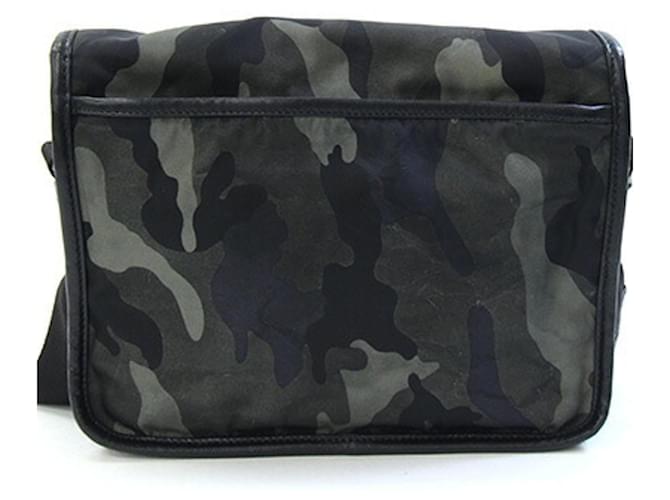 Borsa a tracolla Prada in nylon kaki Marrone Nero Verde Cachi - vista 2