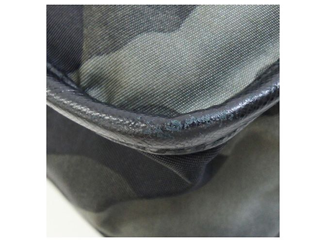 Borsa a tracolla Prada in nylon kaki Marrone Nero Verde Cachi - vista 5