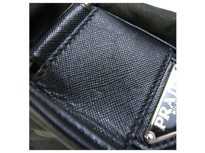 Borsa a tracolla Prada in nylon kaki Marrone Nero Verde Cachi - vista 7