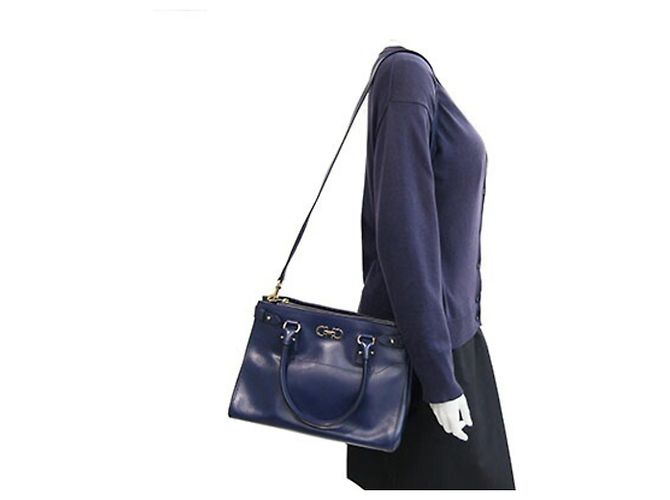 Borsa a tracolla in pelle blu navy Salvatore Ferragamo - vista 10