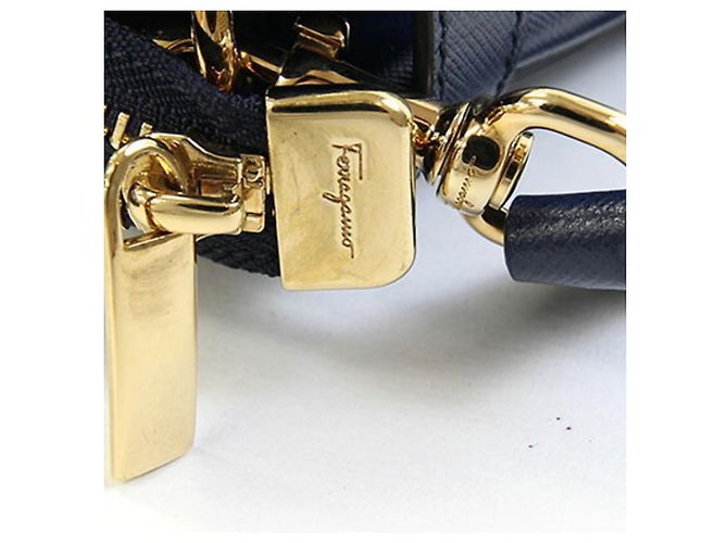 Borsa a tracolla in pelle blu navy Salvatore Ferragamo - vista 8