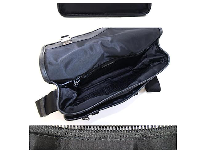 Borsa a tracolla Prada in nylon e pelle nera Nero - vista 2