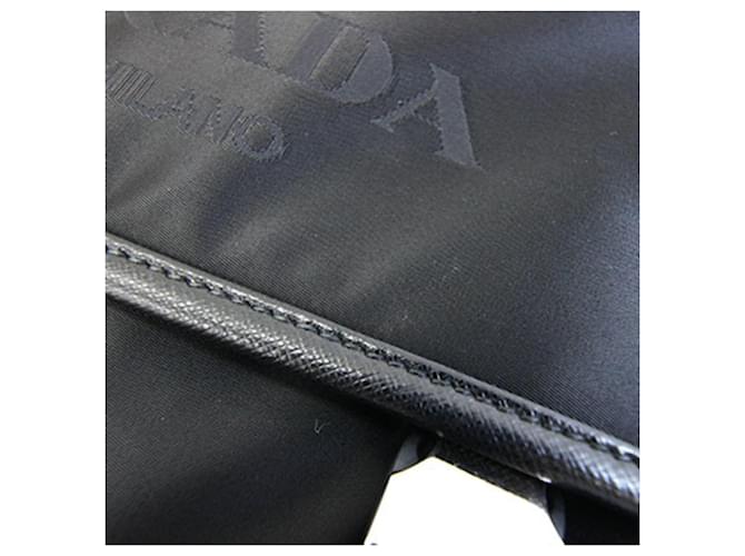 Borsa a tracolla Prada in nylon e pelle nera Nero - vista 6