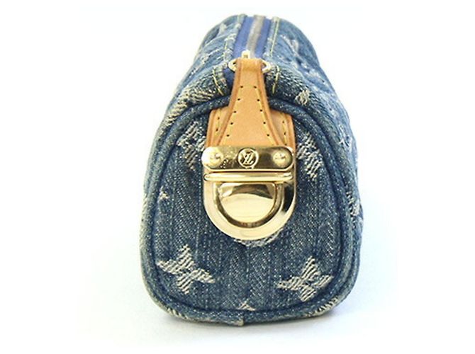 Speedy Pouch borsa Louis Vuitton Monogram Denim Blu - vista 3