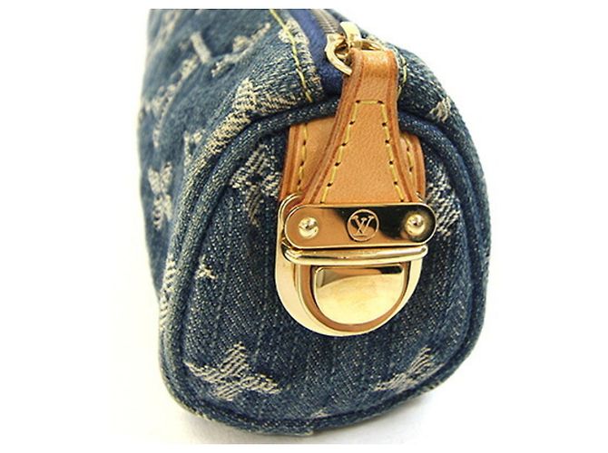 Speedy Pouch borsa Louis Vuitton Monogram Denim Blu - vista 8