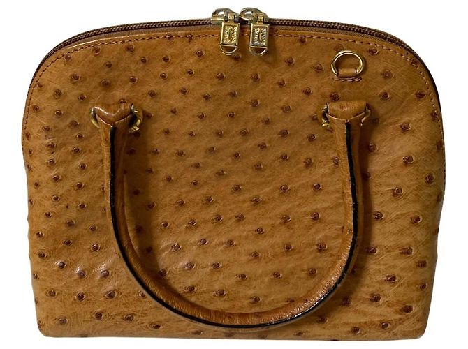 Autre Marque Borsa 2way in pelle di struzzo a.testoni Beige Cammello - vista 2
