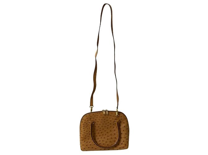 Autre Marque Borsa 2way in pelle di struzzo a.testoni Beige Cammello - vista 3